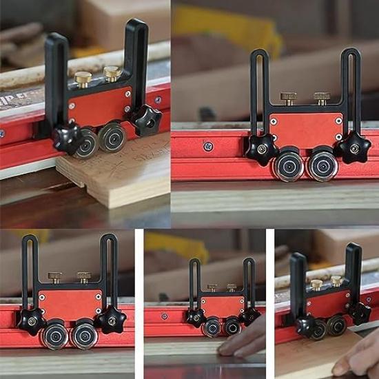 Table Saw Roller Double Wheel Sliding Roller with Shock Absorption, Adjustable Height for Woodworking, includes Accessories