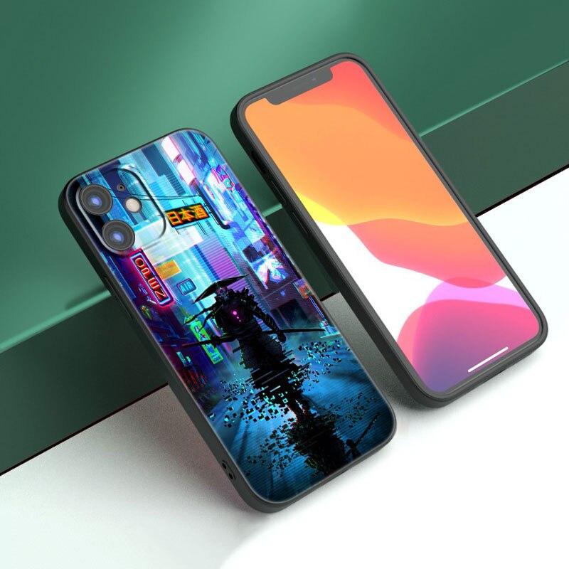 Japanese Samurai Phone Case For Apple iPhone 14 13 12 Mini 11 Pro Max 7 8 XR X XS 7 8 Plus SE 2020 2022 Black Soft Cover