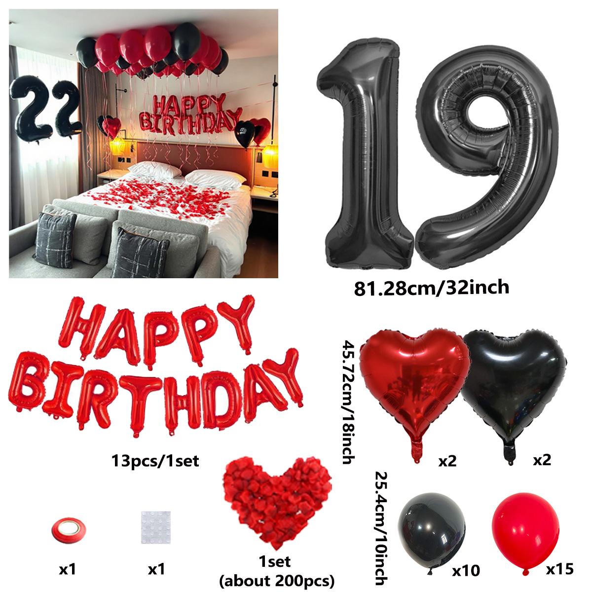 

Red and black birthday party balloons set with 32 inch digitals number love atmosphere aluminum film balloon for birthday party Number&32inch