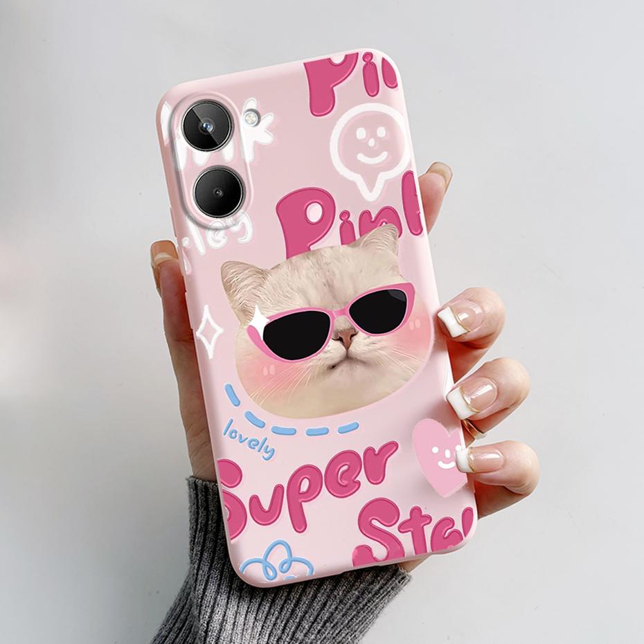 For Realme 10 4G 6.4" Soft Silicone TPU Shockproof Phone Case For Realme 10 RMX3630 Cartoon Pattern Bumper Protective Back Cover