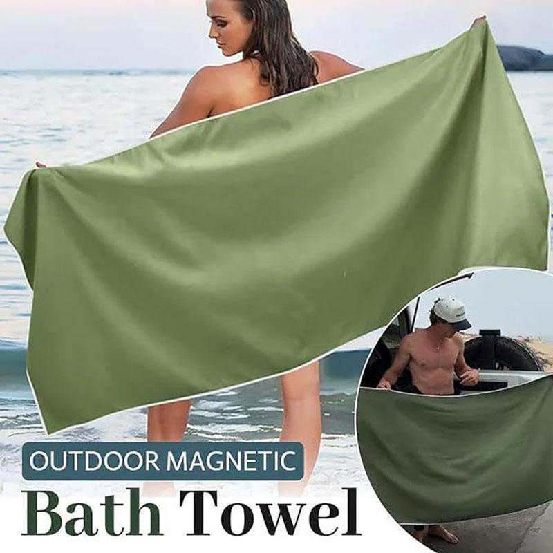 New Multifunctional Outdoor Magnetic Bath Towel Portable Coral Fleece Magnet Towels Quick-drying Beach Towel Fiber Bath Towels