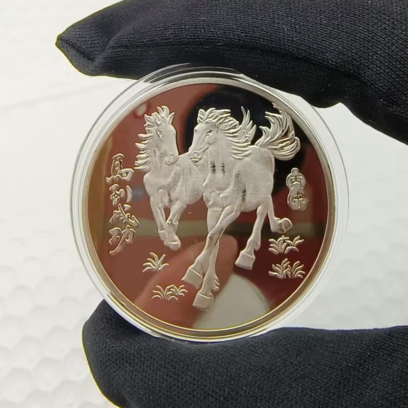 40mm Čínské mince Šťastné zvíře Kůň Sběratelské mince Kovová sbírka 2026 Novoroční suvenýr