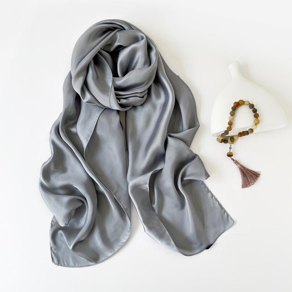 Solid Color Headscarf Long Scarf Women'S Silk Scarf Hot-Selling Scarf Scarf Shawl Multi-Purpose Hijab