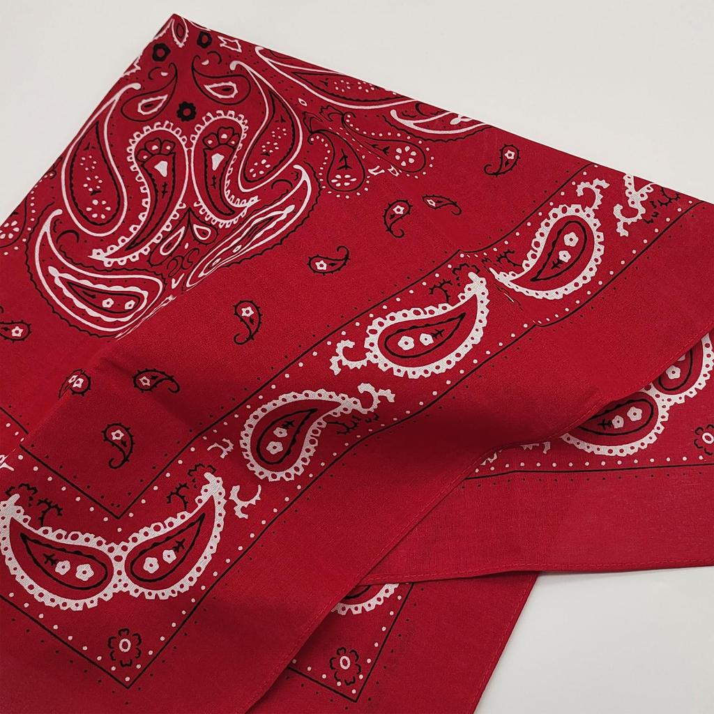 Trifong Bandana Red 100% Cotton Adult Men Paisley Pattern Cotton Handkerchief Large Bandana Unisex 55cm x 55cm