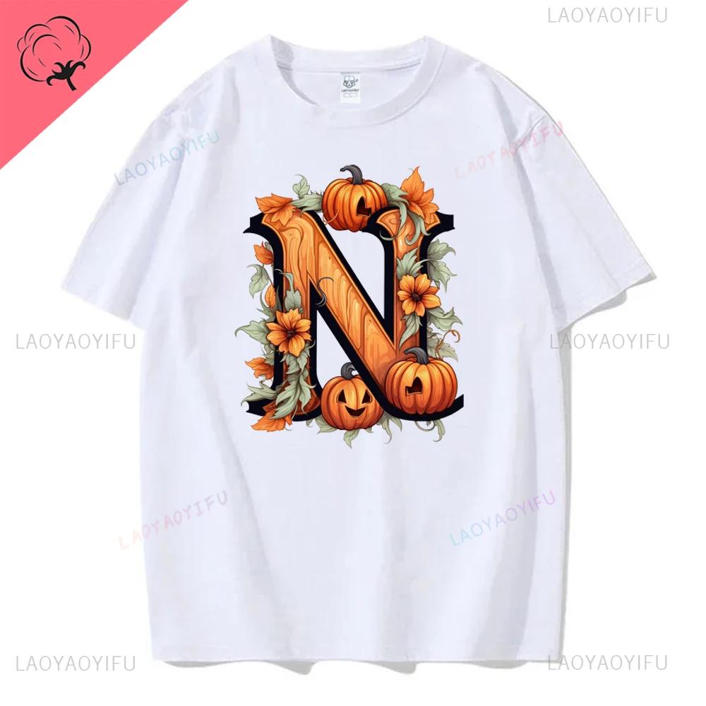 Women Ghost Pumpkin Bat Print Round Neck Pullovers Funny Halloween Costume Cotton Shirt Graphic T Shirts Y2k Top Harajuku Tops