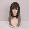 Syntetiska långa raka svarta bruna blonda peruker med hel lugg Värmebeständigt hår peruker för svarta kvinnor