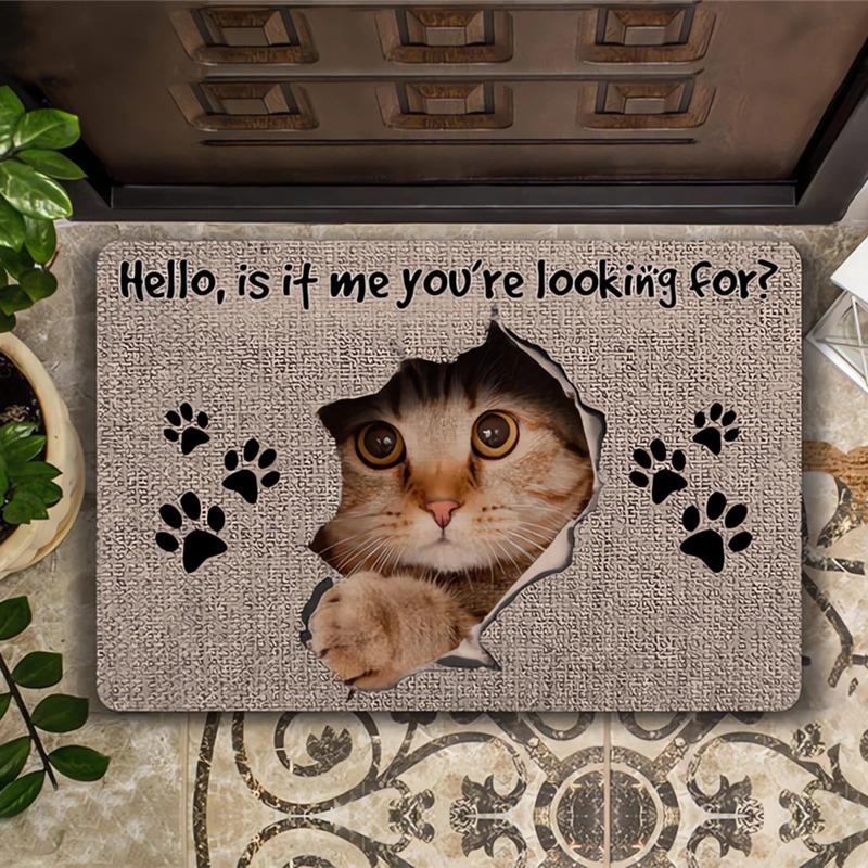Funny Pet Entrance Door Mat Cat Dog Pattern Indoor Home Decor Foot Mat Dirt Resistant Absorbent Non-slip Floor Mat for Pet Fans