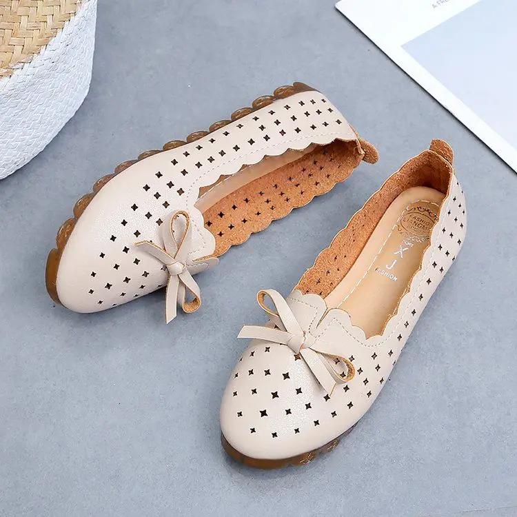Non Slip Low Heel Elegant Women's Flat Shoes Round Toe Ladies Footwear Popular 2024 Summer Wholesale Chic Point Fashionable