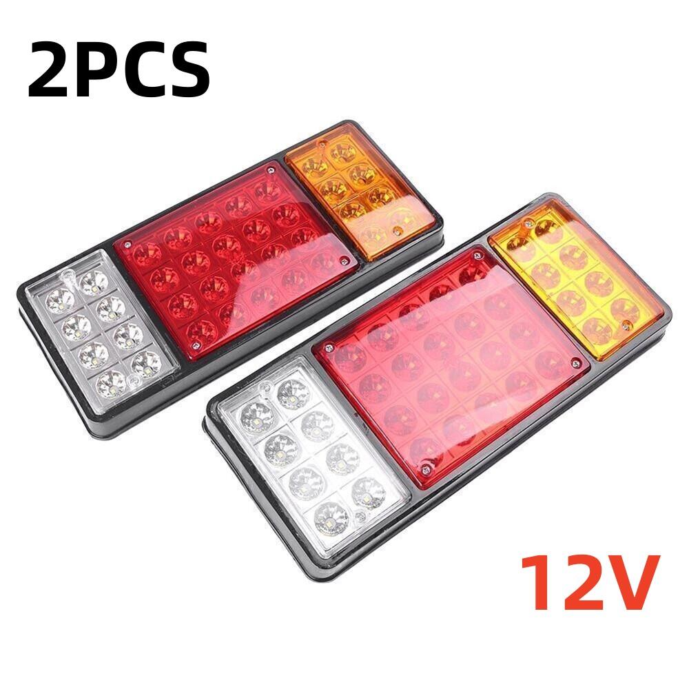 2pcs Waterproof 12V 36 LED Taillights Car 24v Truck RV Van Bus Rear Tail Trailer Lights Signal Indicator Brake Stop Reverse Lamp