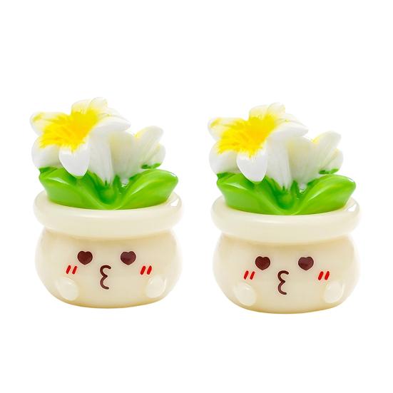 

2 Pcs Miniature Dollhouse Flowers Mini Resin Potted Plant Figurine Tiny Artificial Flowers for Home Office Tabletop Garden Micro Landscape DIY Crafts B