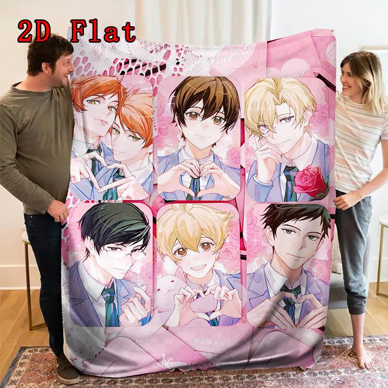 Ouran High School Host Club 2D Flat Pattern Flannel Blanket High quality All Seasons Warmth and Comfort Perfect for Christmas Gifts.DMT0925519
