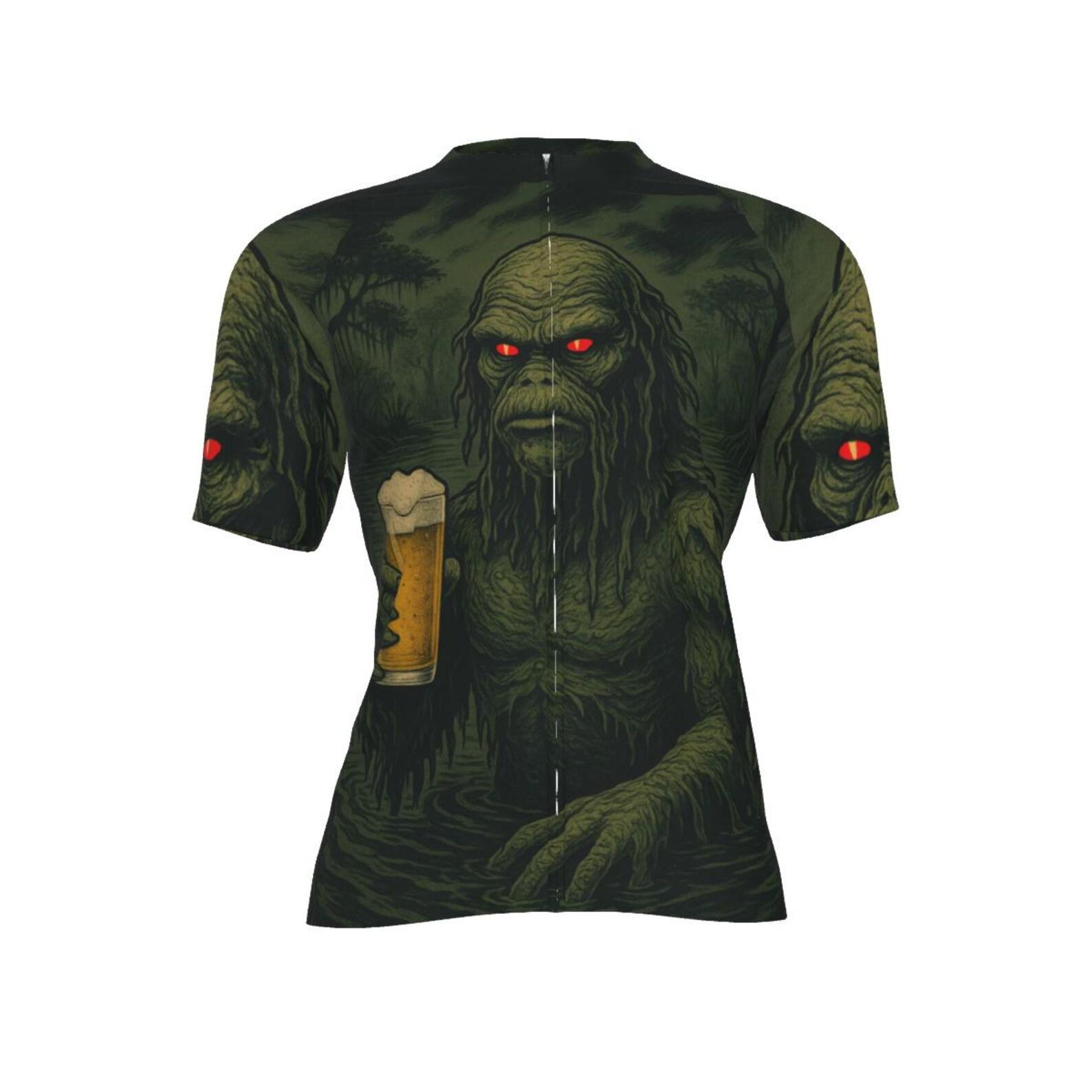 Swamp Creature Beer Cycling Jersey - Fitted Cryptid MTB Horror Shirt XL