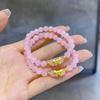 Pink Crystal Cat's Eye Bow Beaded Bracelet – Fresh Sweet Style, Niche Design