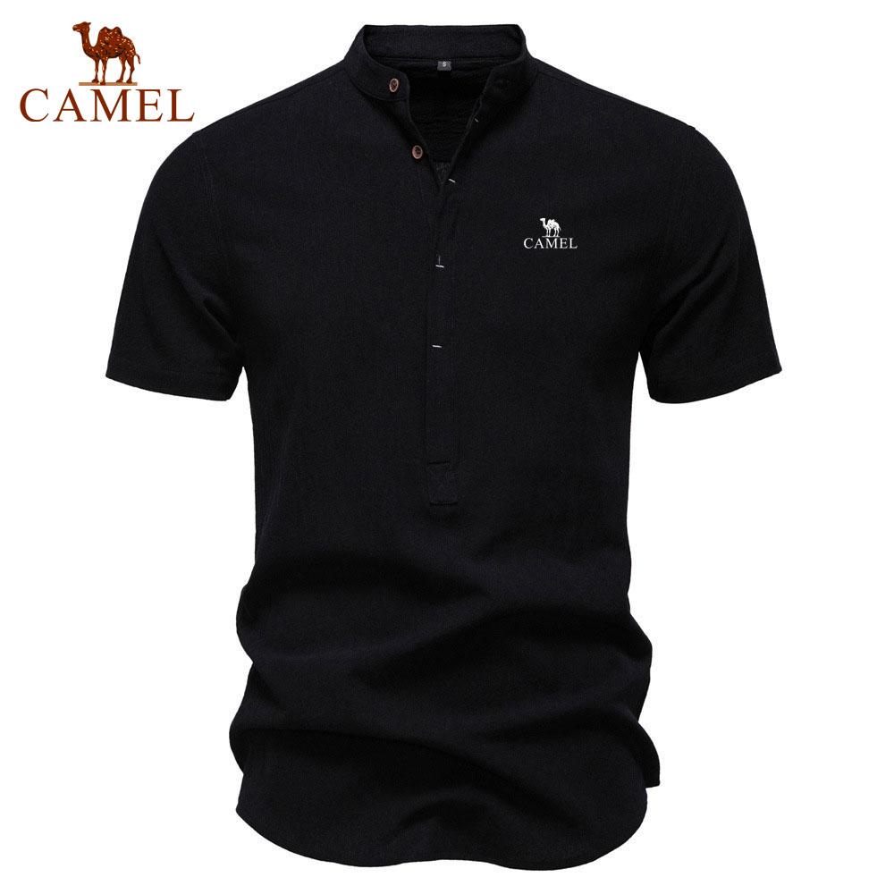 

Camel Нова літня сорочка з вишивкою 2025 року. Чоловіча бавовняна бавовняна сорочка з короткими рукавами та коміром. 2XL