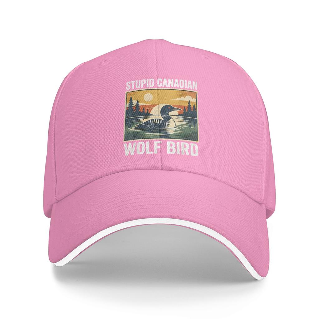 Stupid Canadian Wolf Bird Funny Loon Sun Baseball Cap Summer Men Women Print Trucker Hat Sunscreen Hiking Fishing Snapback Cap