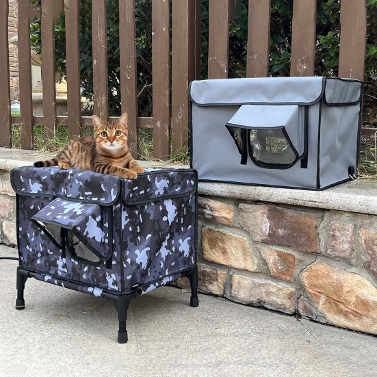 Heated Cat House Outdoor Large Weatherproof Kitty Shelter Winter Insulated Cat Bed