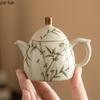 Bamboo Patterned Ceramic Teapot Single Pot Kung Fu Tea Set Teas Maker Filter Kettle Tea Kettle Teas Making Utensils Teaware Tool