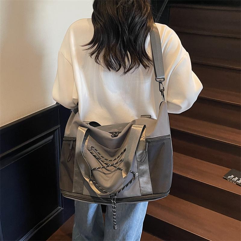 Casual Casual Tote Bag Lightweight Solid Color Travel Luggage Bag Drawstring Portable Oxford Cloth Shoulder Bag Travel