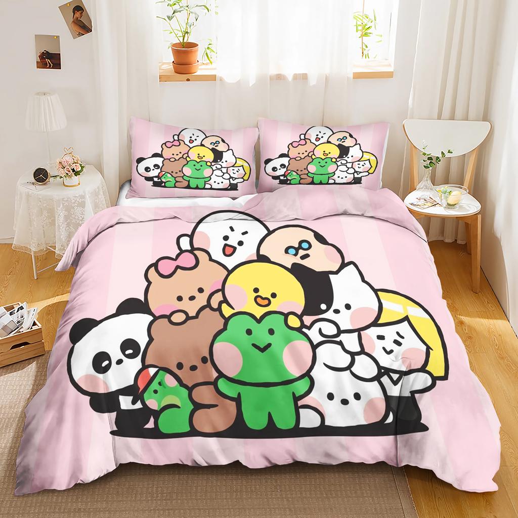 Comforter Linefriends Printed 3-Piece Set 1 Quilt Bedding Set Twin Size Sets Queen 3D Children'S Bedding