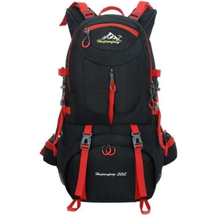 50L Sac à Dos Randonnée Multi-Poches trekking Voyage Sac à dos Camping étanche activités Extérieurs Noir