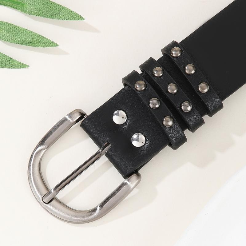 Studded Belt Leather Belt Metal Rivets Belt Pyramids Studs Belt Unisex Fashion Studded Accessory for Jeans Pants