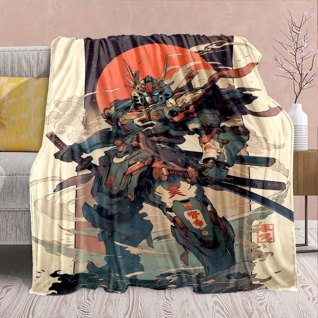 Gundam Anime Flannel Blanket - Soft Warm Perfect for Sofa, Bedding Camping Travel Office Home Decor -QJY