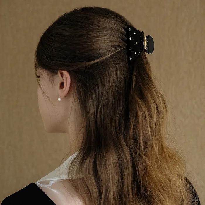 EN010 Glitter Mini Hair Clip (Ivory, Black)