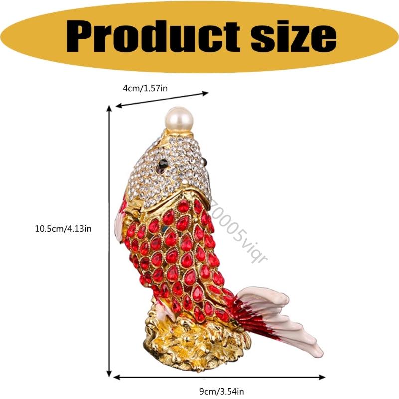Alloy Jewelry Storage Box with Fish Shaped Design and Closure, Decorative Storage for Rings Earrings Necklaces On AXYD