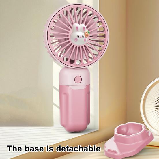 Cartoon Animal Handheld Fan 3 Speed Adjustable USB Rechargeable Summer Cooling Fan with Phone Holder Portable Travel Mini Personal Desk Fan