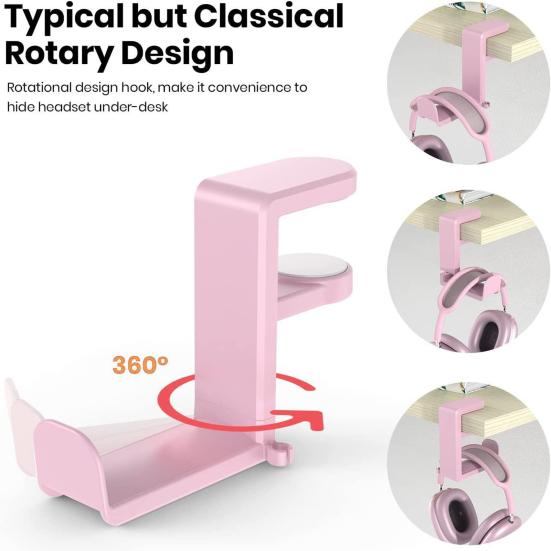 360 Derece Dönebilen Kulaklık Standı Düşmeye Karşı Tasarım Oyun Kontrolcüsü Kulaklık Standı Saklama Rafı Kalınlaştırılmış Silikon Pedli