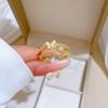Real Gold Shell Butterfly Full Diamond Ring Opening Adjustable Simple Jewelry Japanese Ring Couple Ring