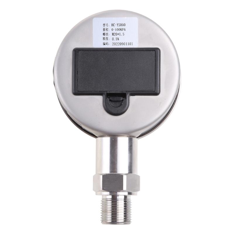 Digital Hydraulic Industrial Pressure Gauge Lower Mount Battery Powered Large LCD Dispaly Reset Function 5 Units Durable