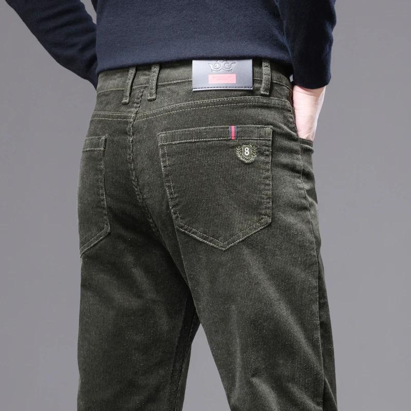 Corduroy Fabric Men's Business Casual Trousers Autumn Korean Style Small Straight Slim Versatile Cargo Pants