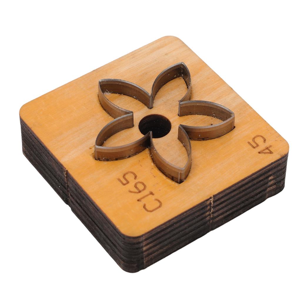 Wykrojnik do skóry w kształcie kwiatu   Drewniana podstawa Stal węglowa Forma do wycinania skóry w kształcie kwiatu do rzemiosła