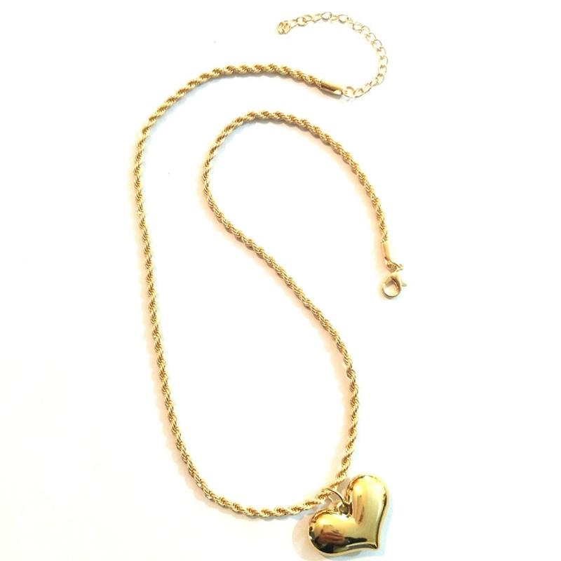 Sweet Heart Pendant Necklace Fashion Statement Choker Simple Braided Rope Collar Necklace Party Jewelry Clavicle Chain