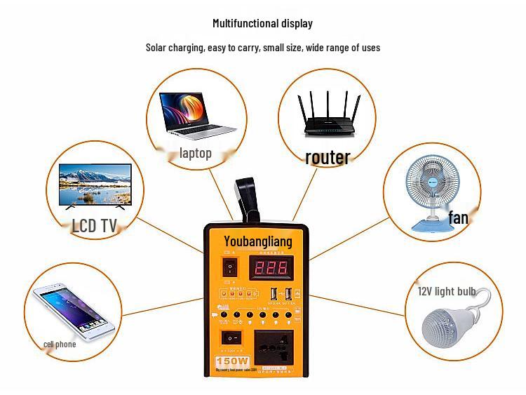 Youbangliang 12V/220V Dual Output Multifunctional Solar Power Bank System