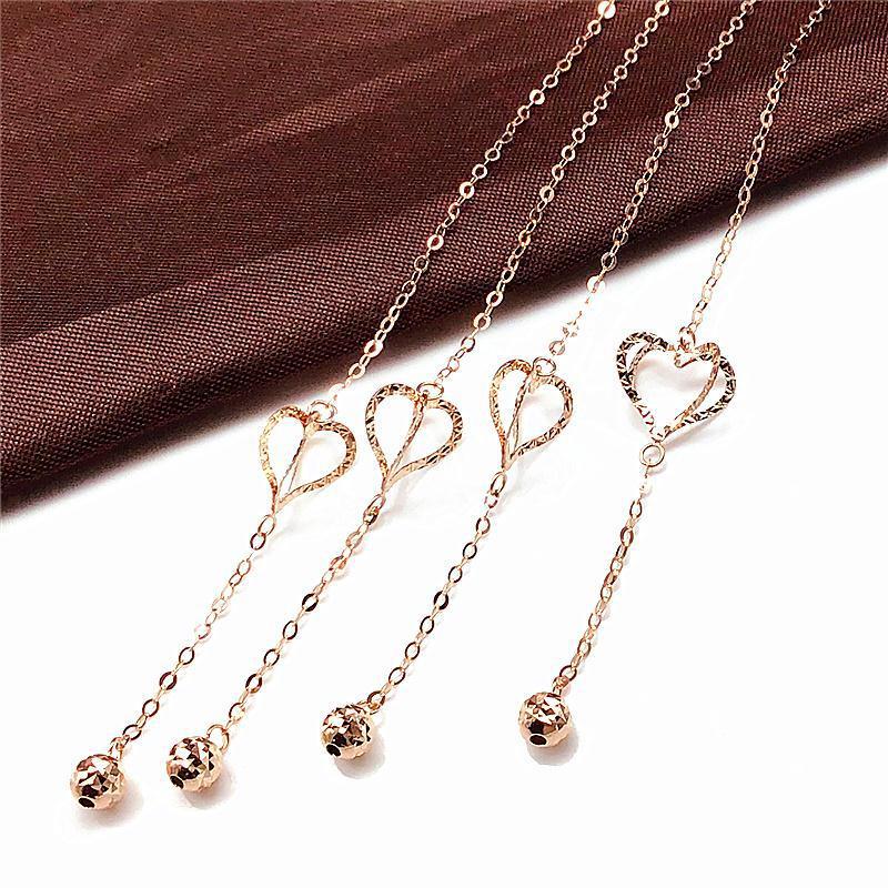 Purple Gold Simple Temperament Heart-Shaped Ball Color Gold Plated Rose Gold Exquisite Earrings