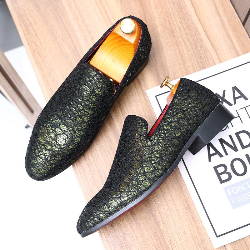 

2025 new loafers 1586 Loafers men s one-pedal beanie shoes pointed large size men s shoes 48 зелений