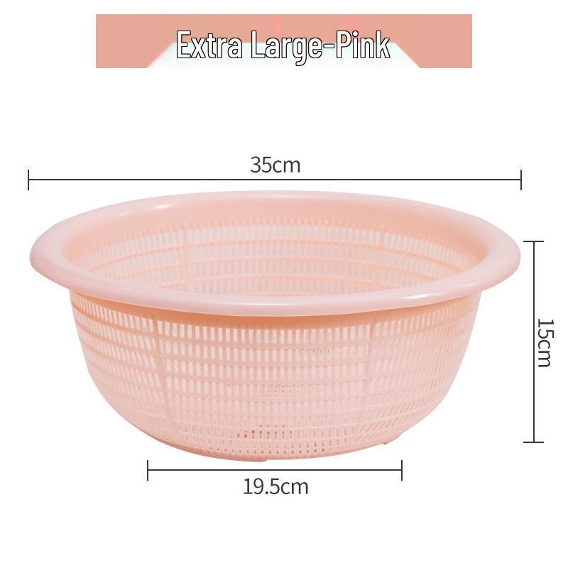 Kitchen Sink Vegetable & Fruit Washing Basket Set - Plastic Strainer & Drainer Basin for Storage & Rice Washing