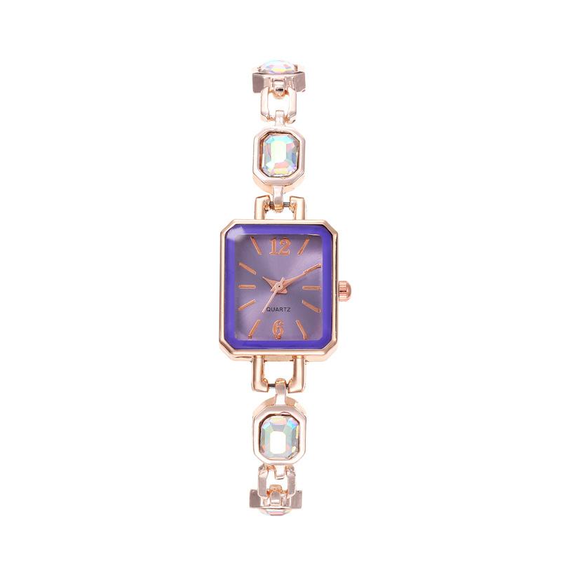 

Новые модные женские часы прямоугольные золотые арабские цифры циферблат женские кварцевые наручные часы подарочные часы фиолетовый