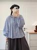 Spring 2026 Japanese Style Loose Wide Lapel Tie-Waist Pleated Women's Cardigan Shirt