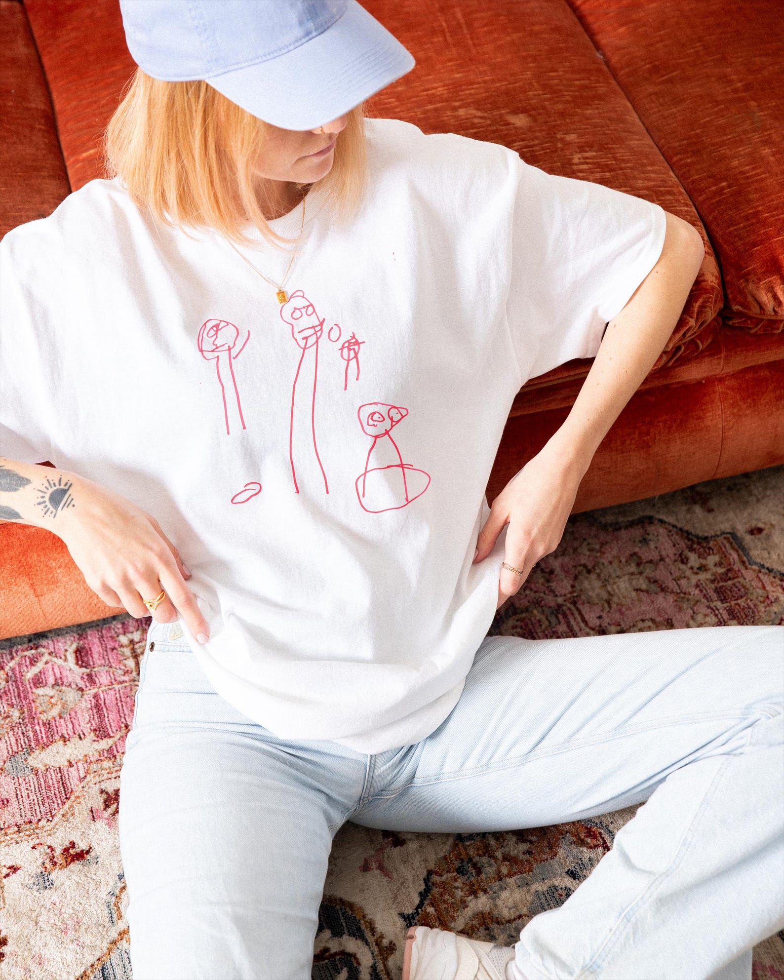 Abstract Sketch T-Shirt, Hand-Illustrated Cotton Tee 2XL