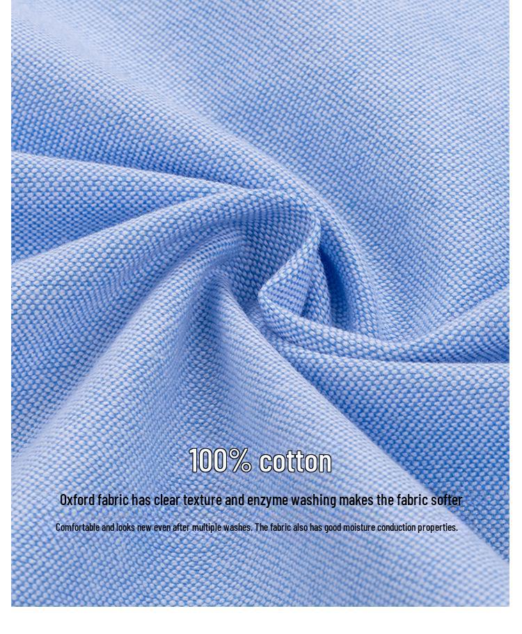 Men's Breathable Non-Iron Pure Cotton Short-Sleeve Oxford Shirt - Summer Business Casual