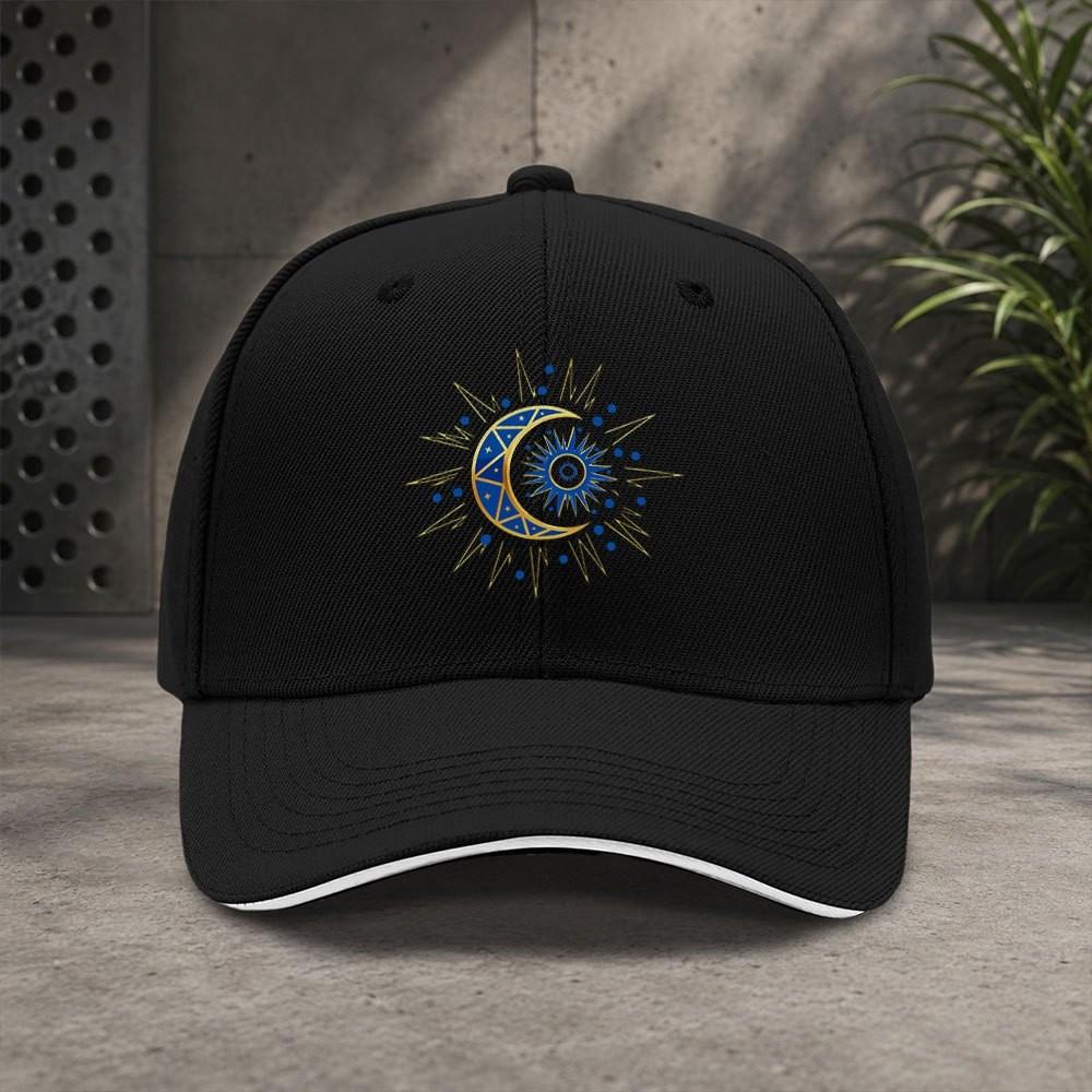 Celestial Sun Moon Baseball Cap Adjustable Outdoor Sports Casual Curved Brim Hat