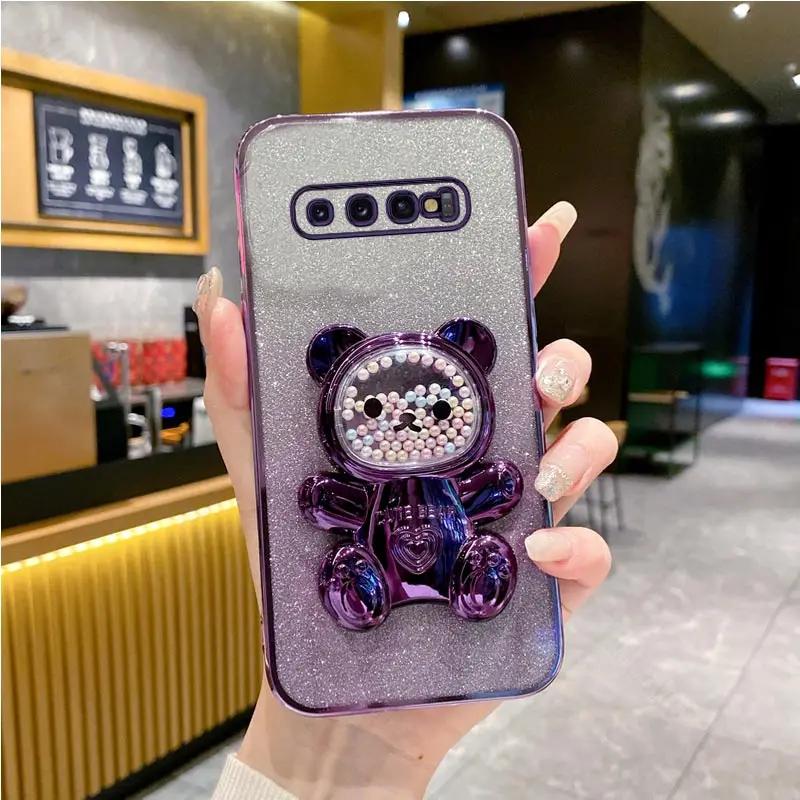 S10 Niedliche Bärenhalterhülle für Samsung Galaxy s10 plus s 10plus S10 Note10 20 Ultra plus Stand Cover s21fe s 20 Fe S23 FE