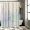 Delicate Blue Watercolor Shower Curtain for Bathroom Decor Multicolored Bath Rug Hanging Curtains with Rod Set