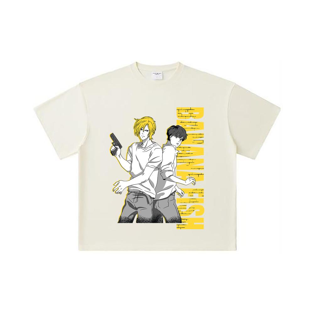 260 GSM Double Yarn 32 Count 100% Cotton Banana Fish V1 Print Unisex Heavy Cotton T Shirt… More