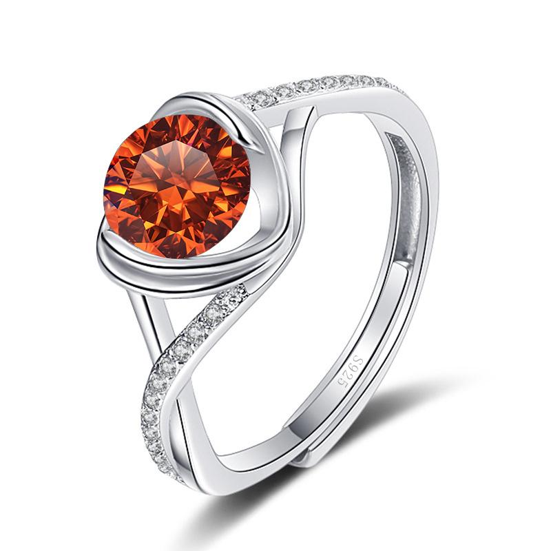 Bague Ringen Anello di Fidanzamento da Donna con Pietra Mosang Love a Croce da Un Carato Oro Puro Argento 925 Gioielli da Matrimonio Misura Regolabile