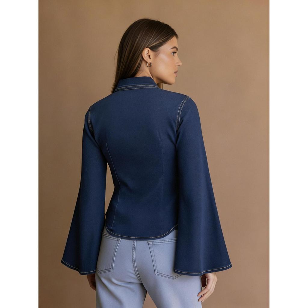 Women's European Fit Stretch Denim Jacket - Spring/Summer Bestseller in Blue