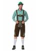 Men's Oktoberfest Outfit: Plaid Shirt, Denim Overalls, and Hat